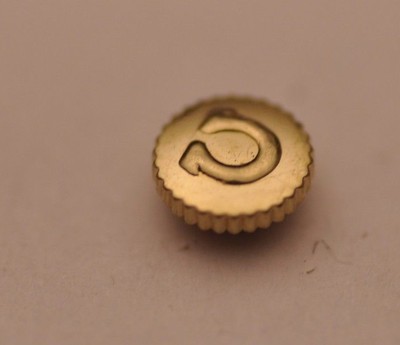 Omega watch crown 4.65mm fit 1mm stem tap 9 gold plated Vintage
