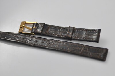 Omega Watch Band Strap 13mm Brown with Gold Plated Buckle NOS Mint W28